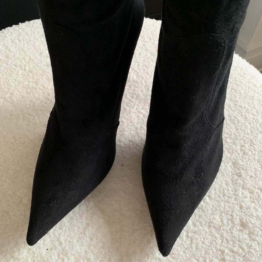 Casadei Vegan Suede Black Y2K Stiletto Boots - Picture 8 of 9